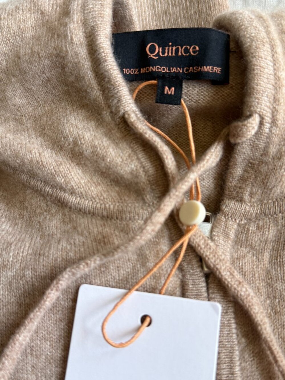 Quince Mongolian Cashmere Full Zip Hoodie Oatmeal M NWT - Picture 2 of 9